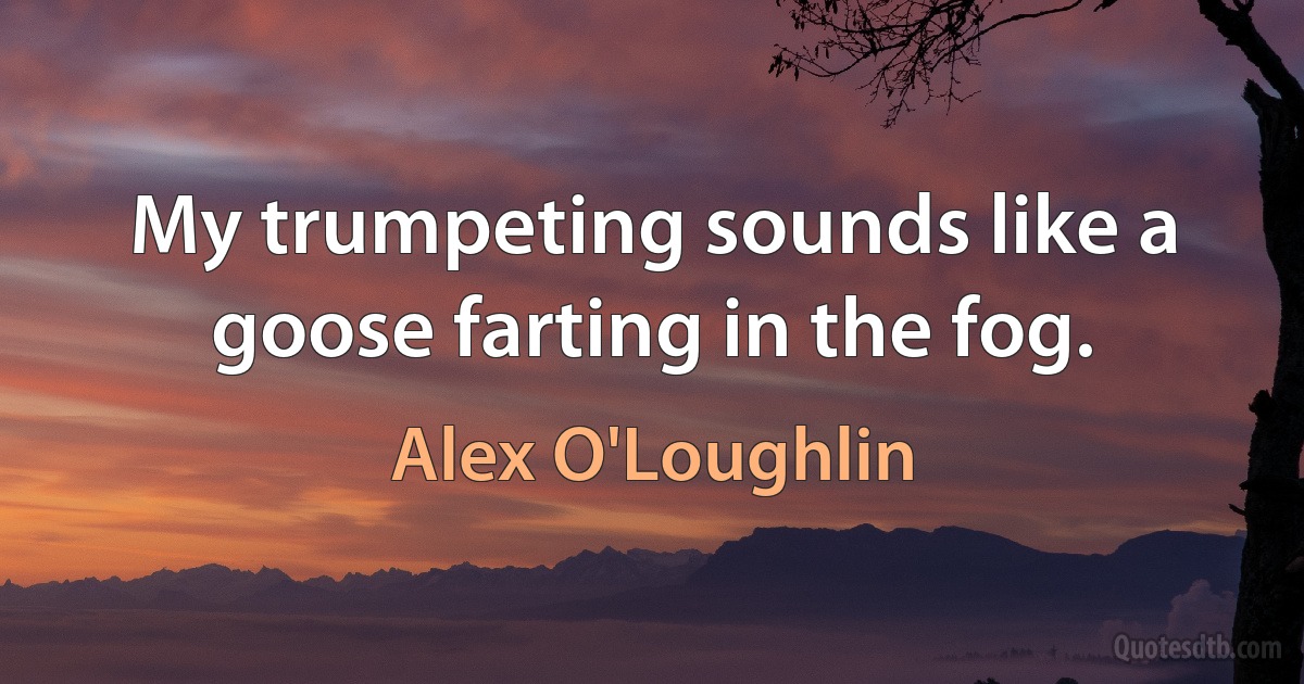 My trumpeting sounds like a goose farting in the fog. (Alex O'Loughlin)