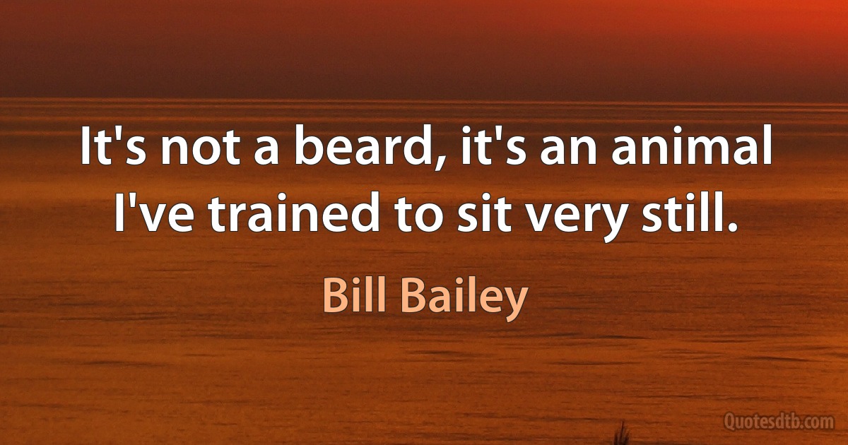 It's not a beard, it's an animal I've trained to sit very still. (Bill Bailey)