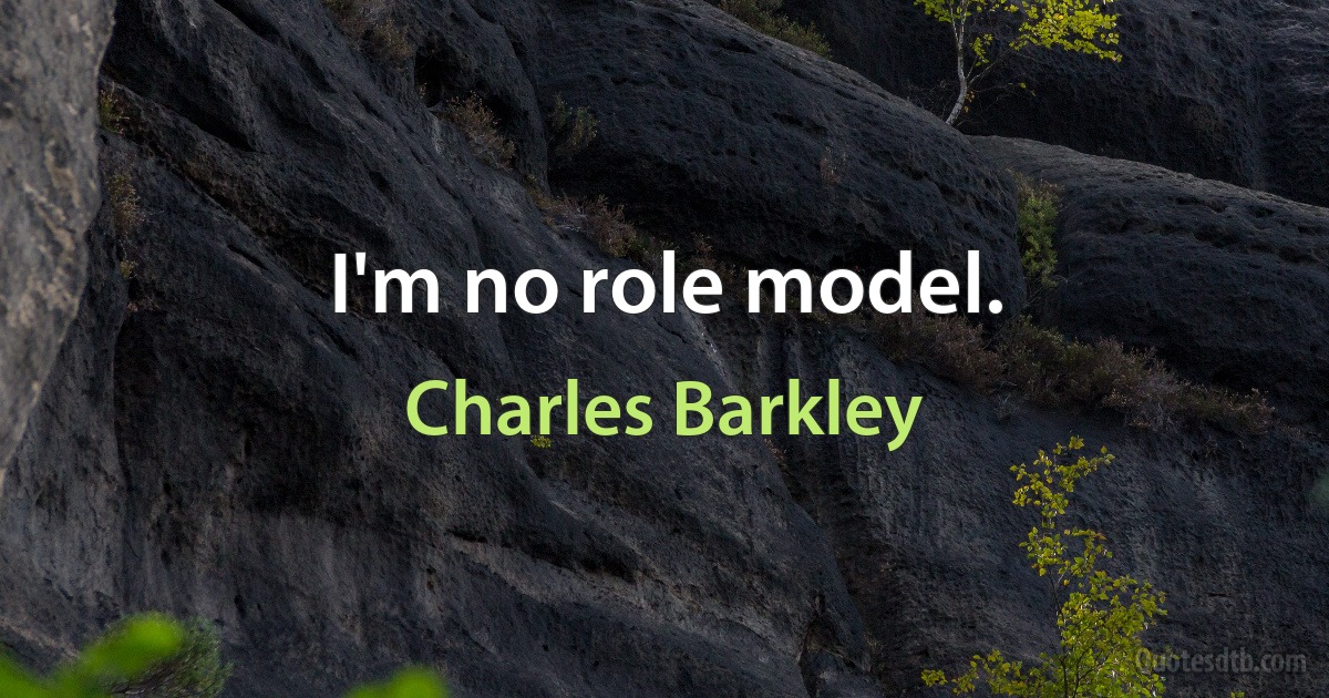 I'm no role model. (Charles Barkley)