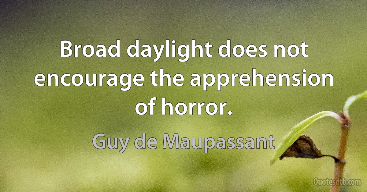 Broad daylight does not encourage the apprehension of horror. (Guy de Maupassant)