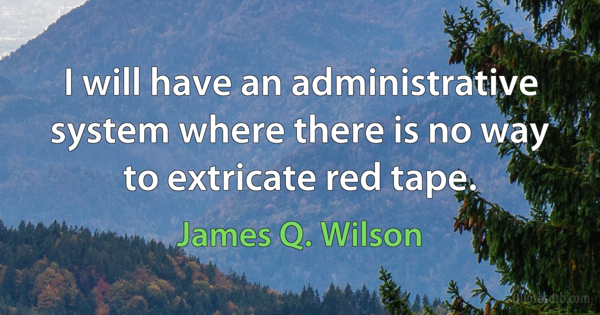 I will have an administrative system where there is no way to extricate red tape. (James Q. Wilson)