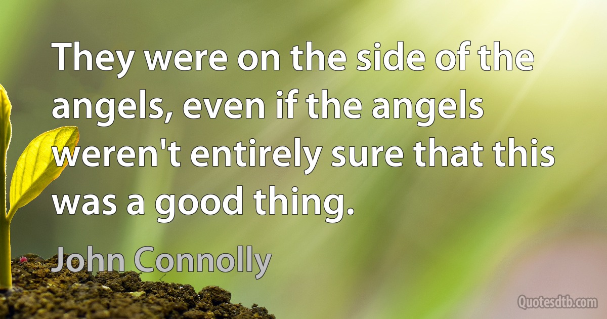 They were on the side of the angels, even if the angels weren't entirely sure that this was a good thing. (John Connolly)