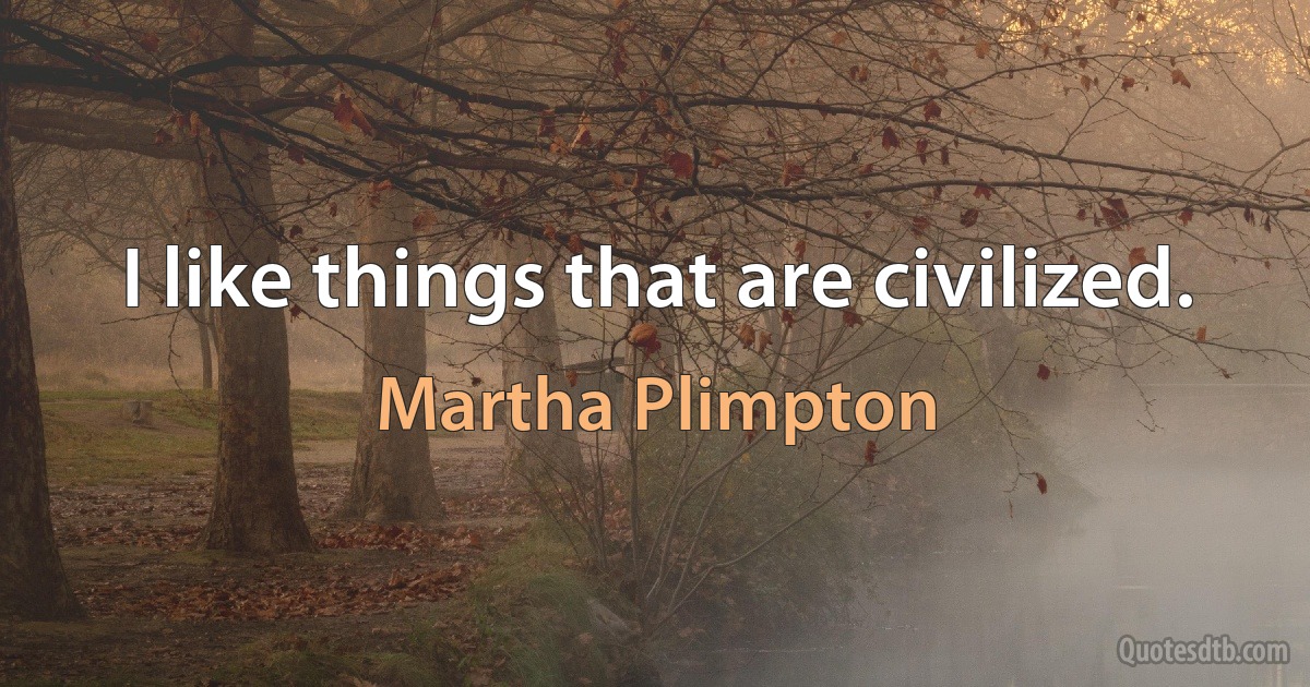 I like things that are civilized. (Martha Plimpton)