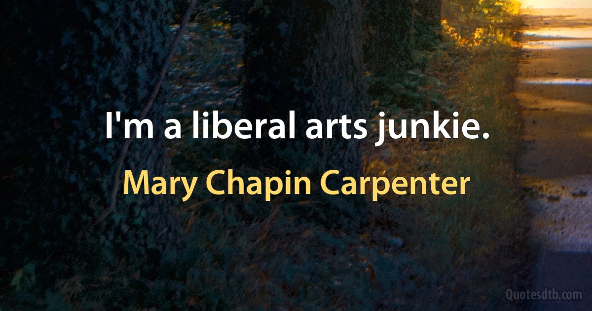 I'm a liberal arts junkie. (Mary Chapin Carpenter)