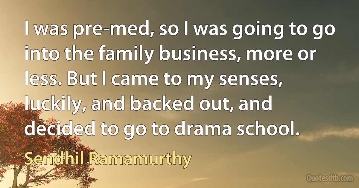 I was pre-med, so I was going to go into the family business, more or less. But I came to my senses, luckily, and backed out, and decided to go to drama school. (Sendhil Ramamurthy)