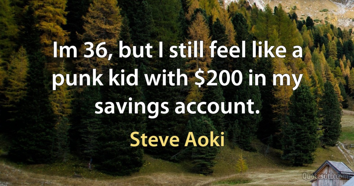 Im 36, but I still feel like a punk kid with $200 in my savings account. (Steve Aoki)