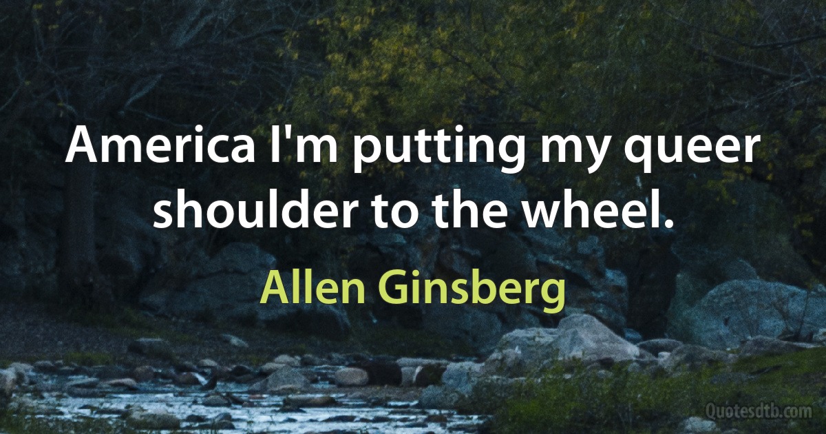 America I'm putting my queer shoulder to the wheel. (Allen Ginsberg)