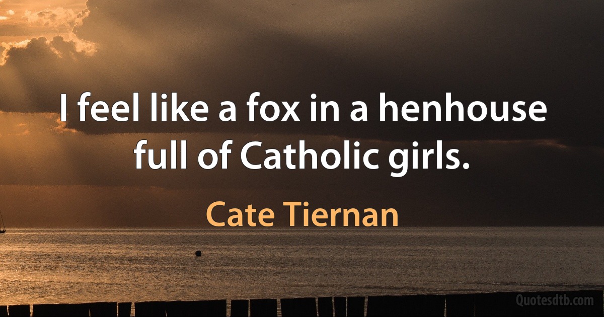 I feel like a fox in a henhouse full of Catholic girls. (Cate Tiernan)