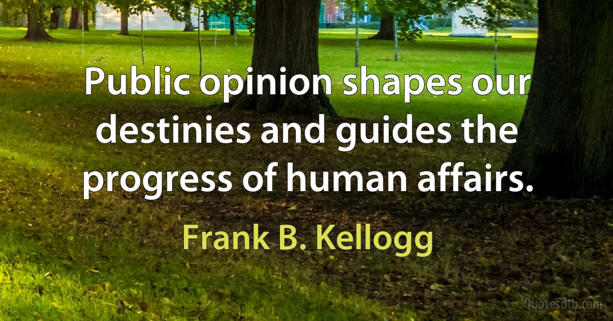 Public opinion shapes our destinies and guides the progress of human affairs. (Frank B. Kellogg)