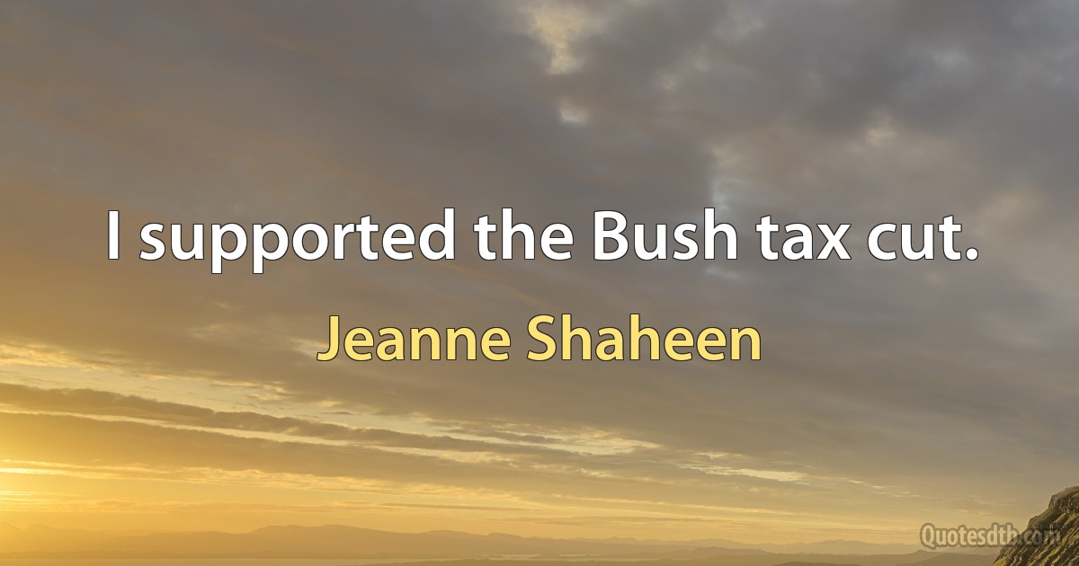 I supported the Bush tax cut. (Jeanne Shaheen)