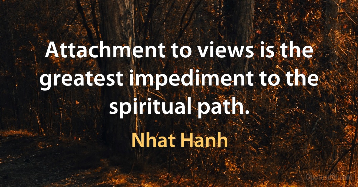 Attachment to views is the greatest impediment to the spiritual path. (Nhat Hanh)