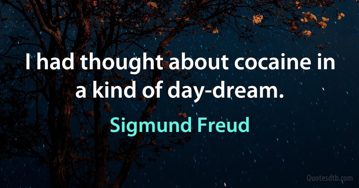 I had thought about cocaine in a kind of day-dream. (Sigmund Freud)