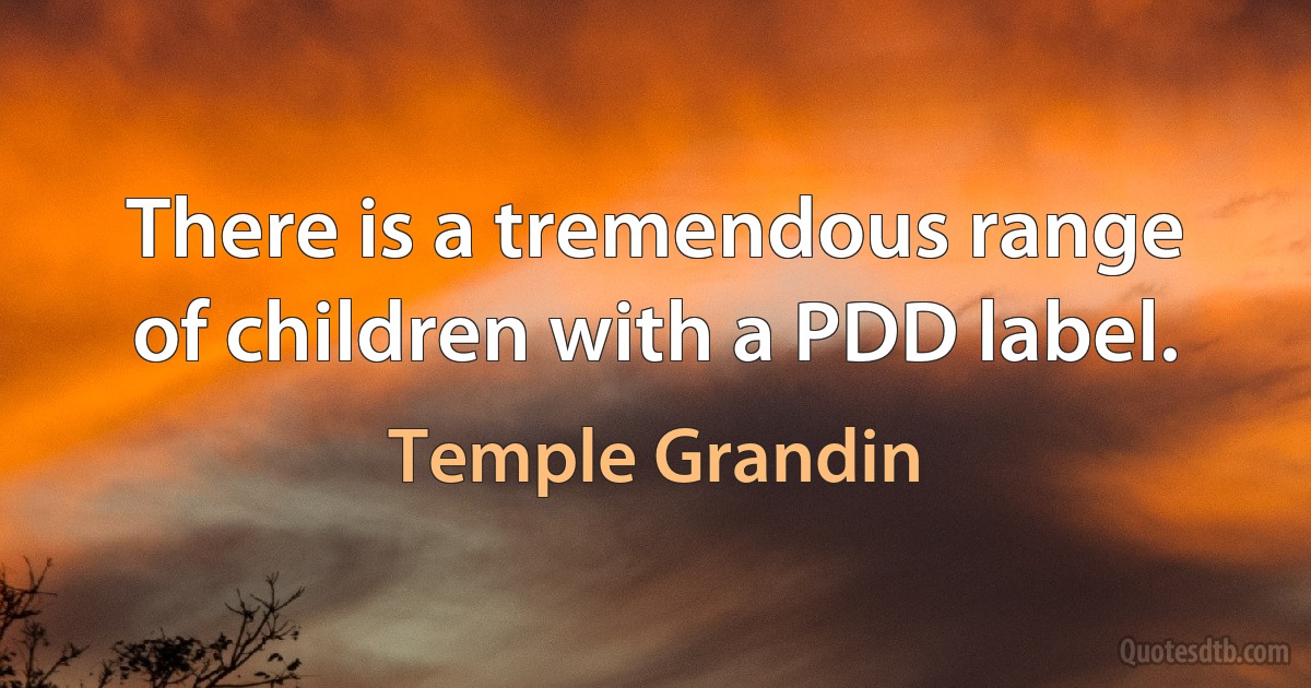 There is a tremendous range of children with a PDD label. (Temple Grandin)