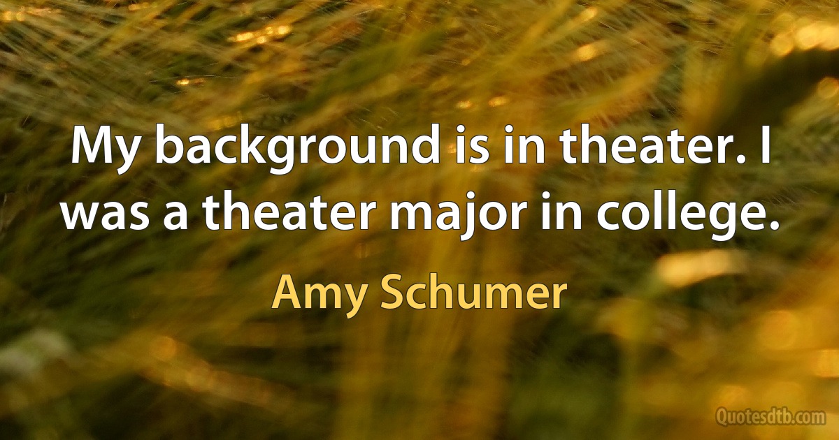 My background is in theater. I was a theater major in college. (Amy Schumer)