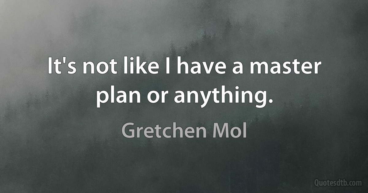 It's not like I have a master plan or anything. (Gretchen Mol)