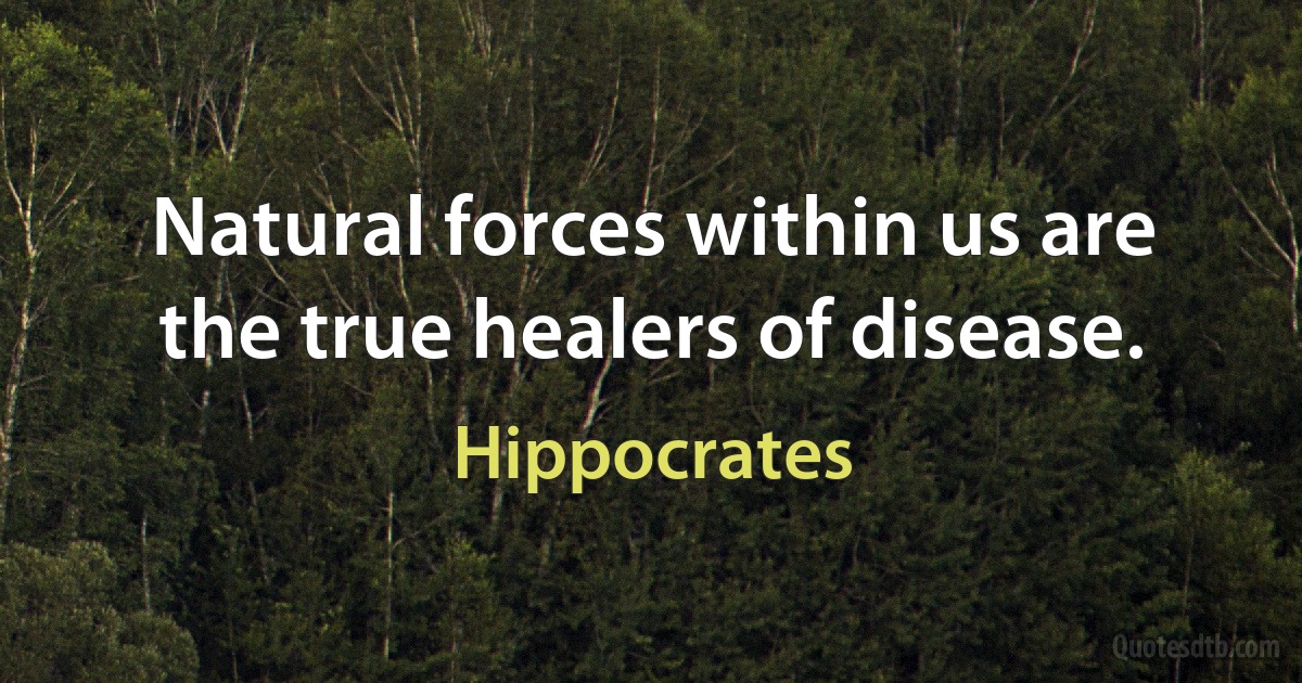 Natural forces within us are the true healers of disease. (Hippocrates)