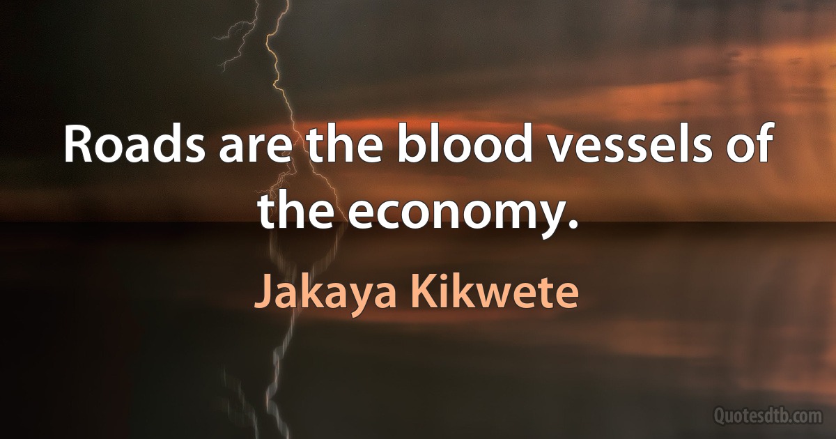 Roads are the blood vessels of the economy. (Jakaya Kikwete)