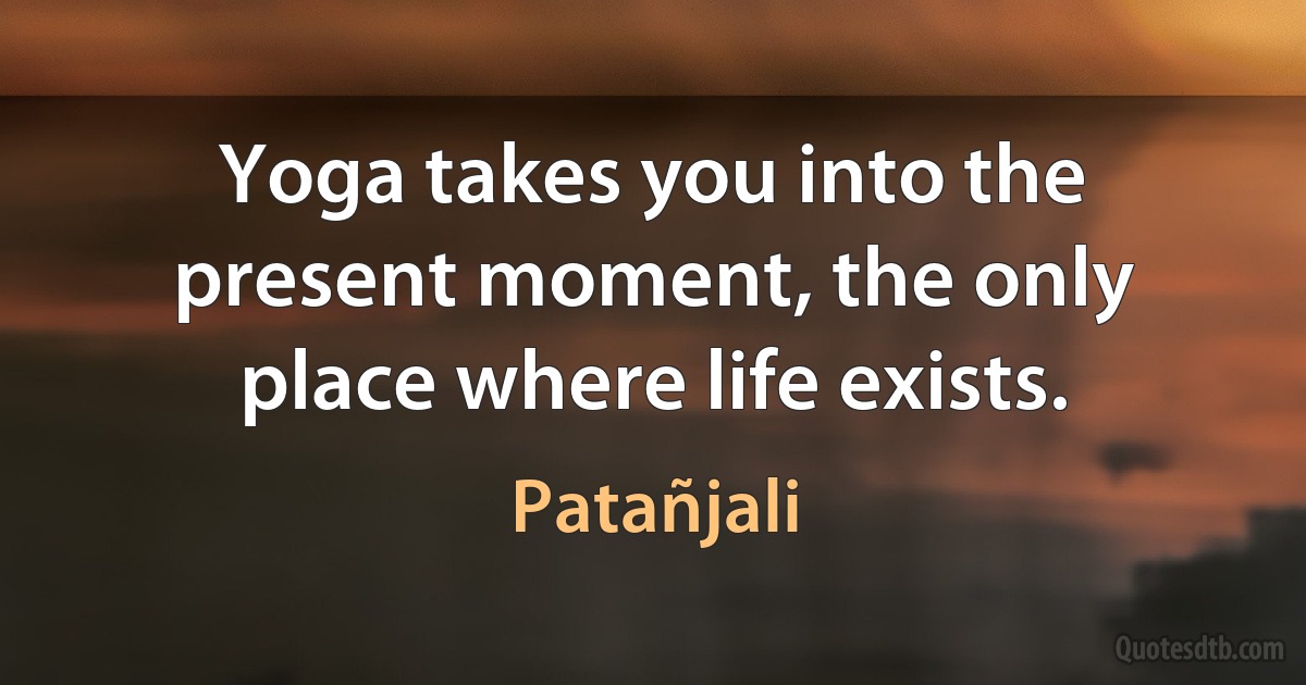 Yoga takes you into the present moment, the only place where life exists. (Patañjali)