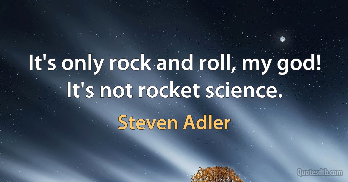 It's only rock and roll, my god! It's not rocket science. (Steven Adler)