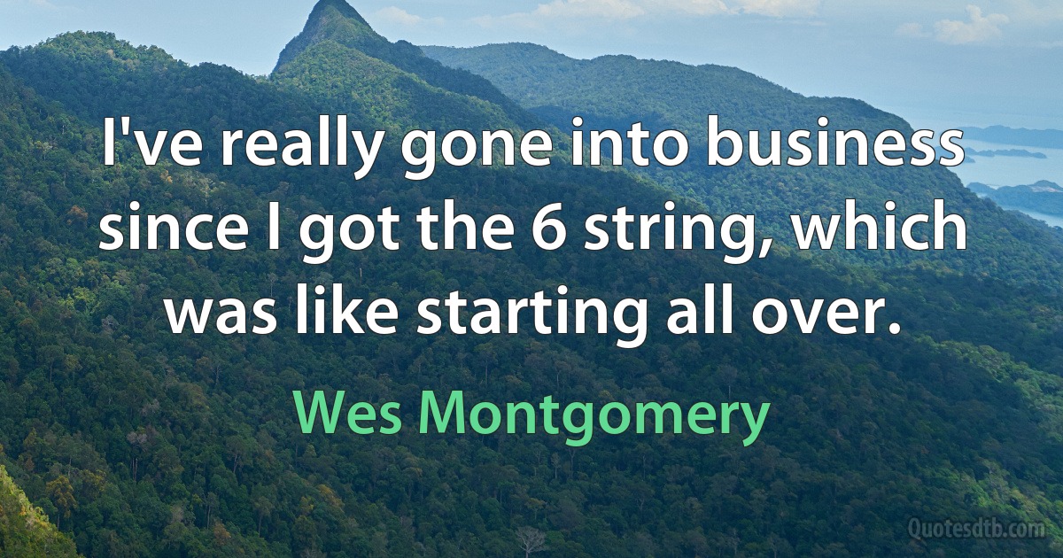 I've really gone into business since I got the 6 string, which was like starting all over. (Wes Montgomery)