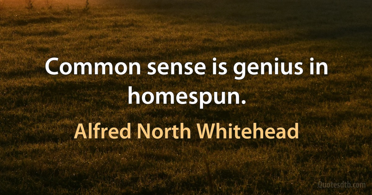 Common sense is genius in homespun. (Alfred North Whitehead)