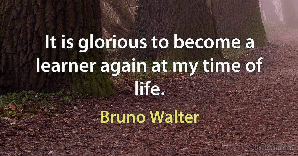 It is glorious to become a learner again at my time of life. (Bruno Walter)