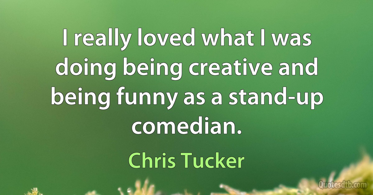 I really loved what I was doing being creative and being funny as a stand-up comedian. (Chris Tucker)