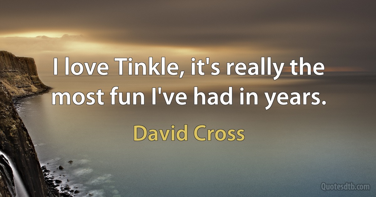 I love Tinkle, it's really the most fun I've had in years. (David Cross)