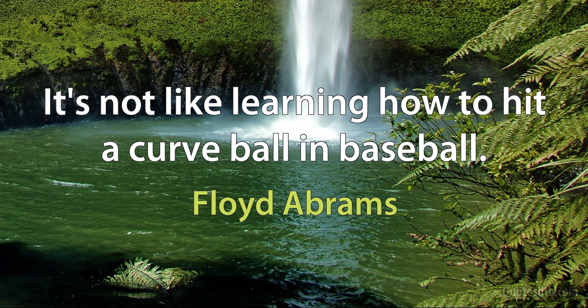 It's not like learning how to hit a curve ball in baseball. (Floyd Abrams)