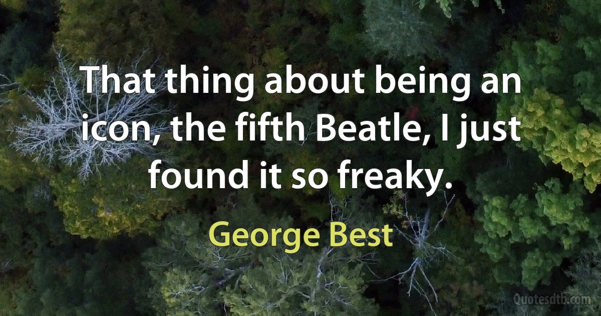 That thing about being an icon, the fifth Beatle, I just found it so freaky. (George Best)