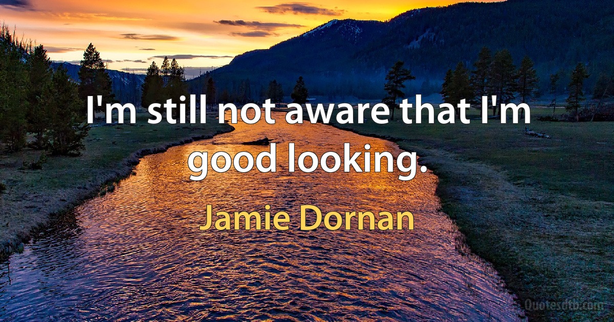 I'm still not aware that I'm good looking. (Jamie Dornan)