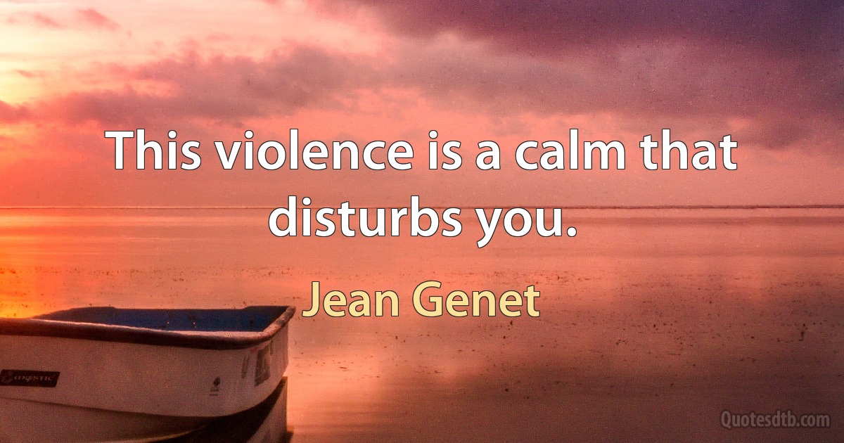 This violence is a calm that disturbs you. (Jean Genet)