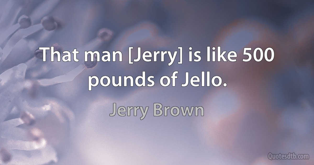 That man [Jerry] is like 500 pounds of Jello. (Jerry Brown)