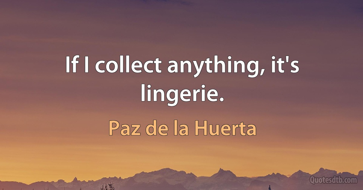 If I collect anything, it's lingerie. (Paz de la Huerta)