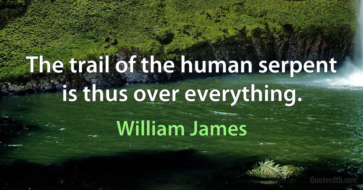 The trail of the human serpent is thus over everything. (William James)