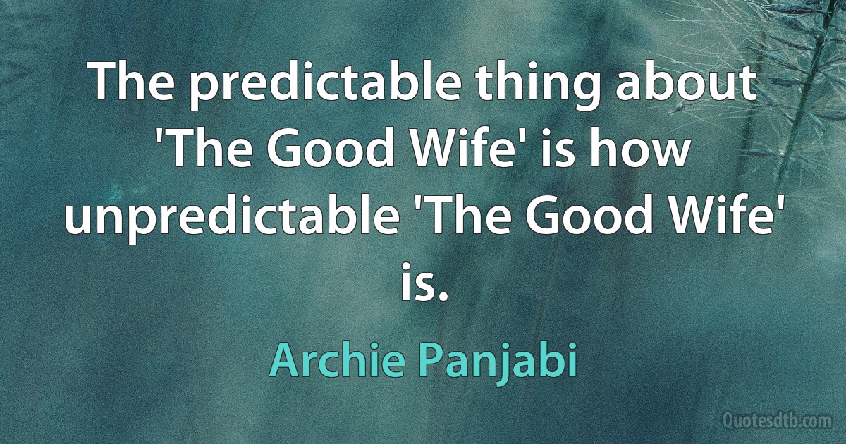 The predictable thing about 'The Good Wife' is how unpredictable 'The Good Wife' is. (Archie Panjabi)