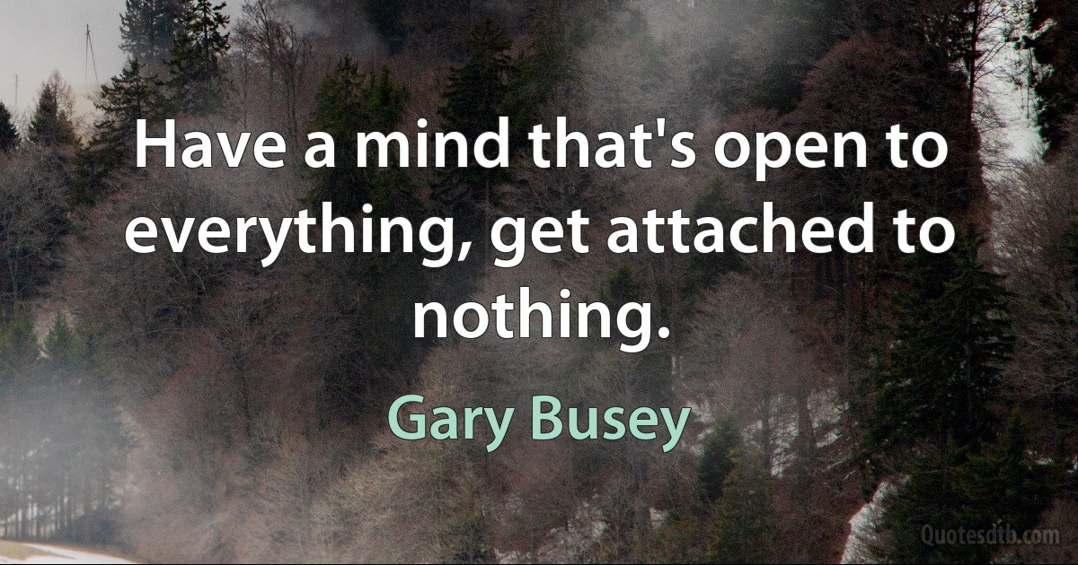 Have a mind that's open to everything, get attached to nothing. (Gary Busey)