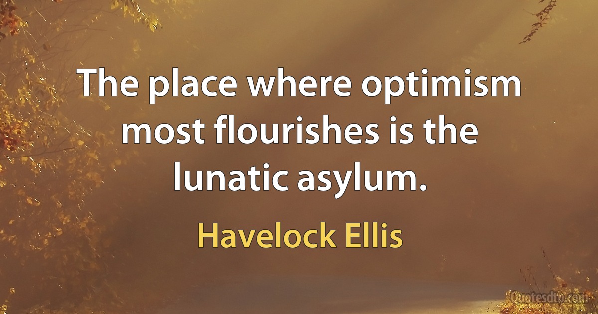 The place where optimism most flourishes is the lunatic asylum. (Havelock Ellis)