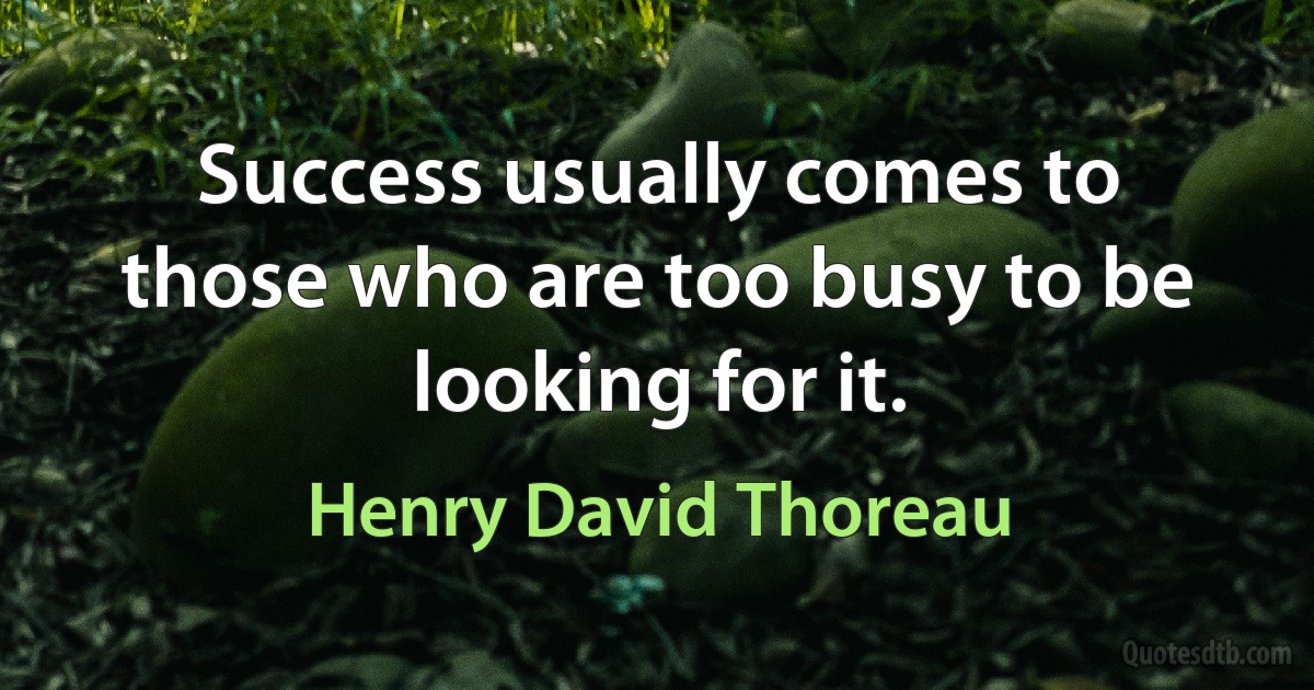 Success usually comes to those who are too busy to be looking for it. (Henry David Thoreau)