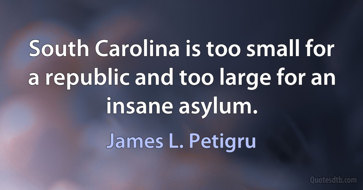 South Carolina is too small for a republic and too large for an insane asylum. (James L. Petigru)