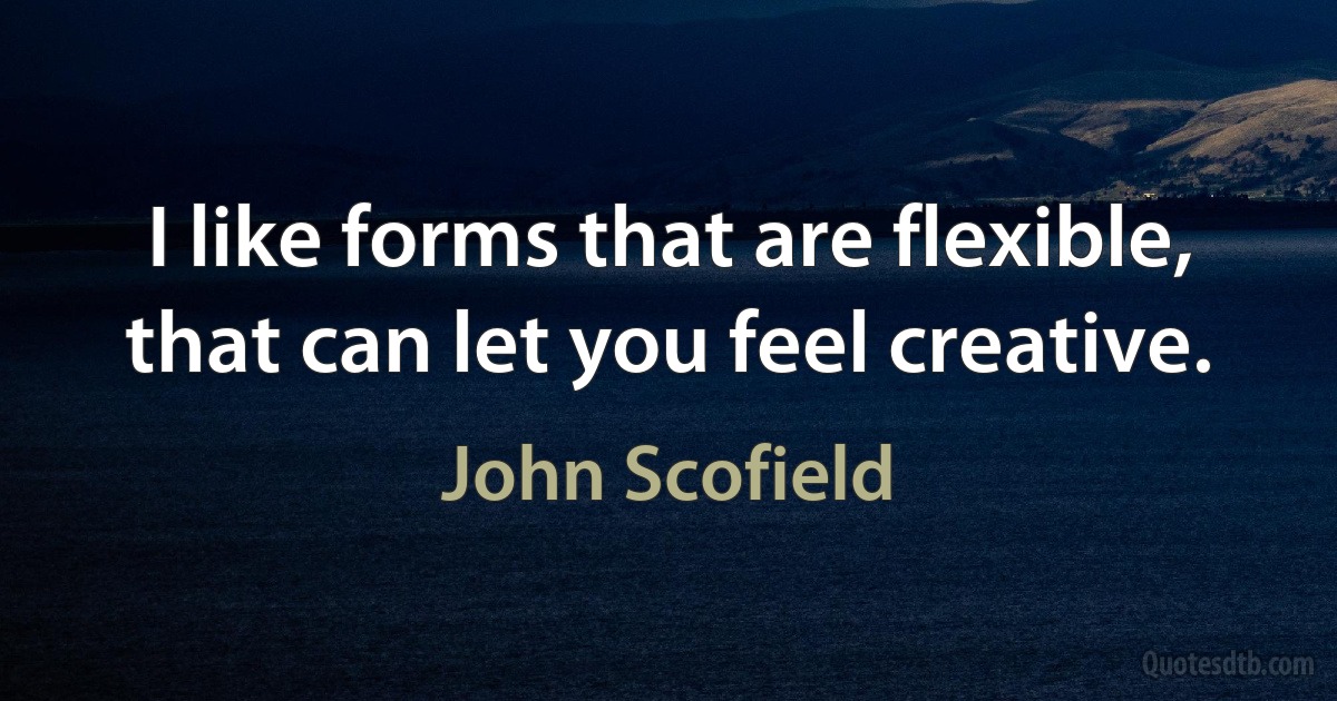 I like forms that are flexible, that can let you feel creative. (John Scofield)