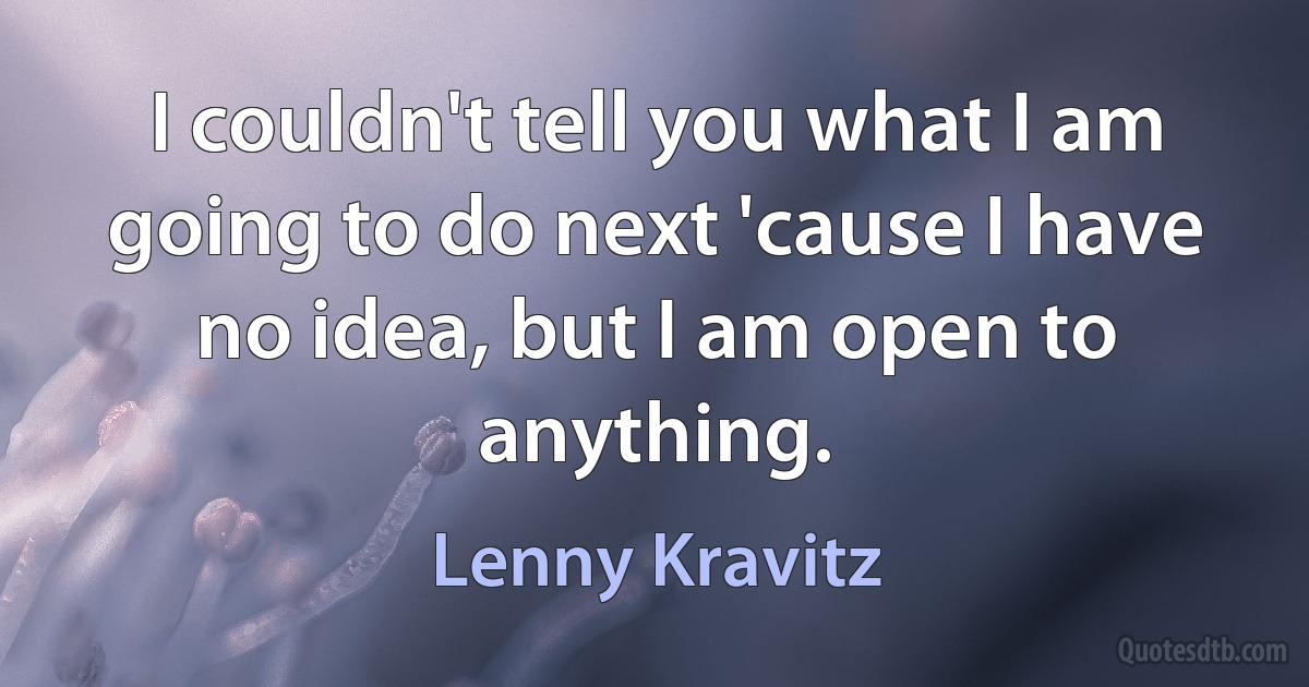 I couldn't tell you what I am going to do next 'cause I have no idea, but I am open to anything. (Lenny Kravitz)