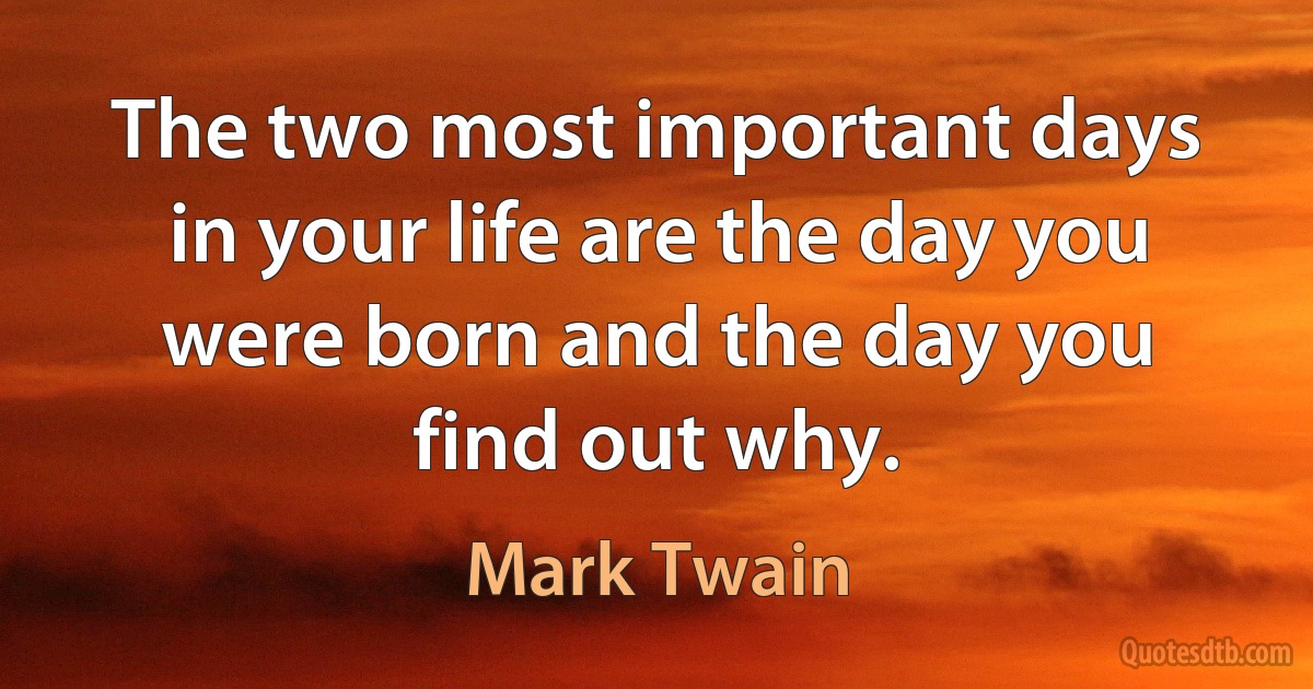 The two most important days in your life are the day you were born and the day you find out why. (Mark Twain)