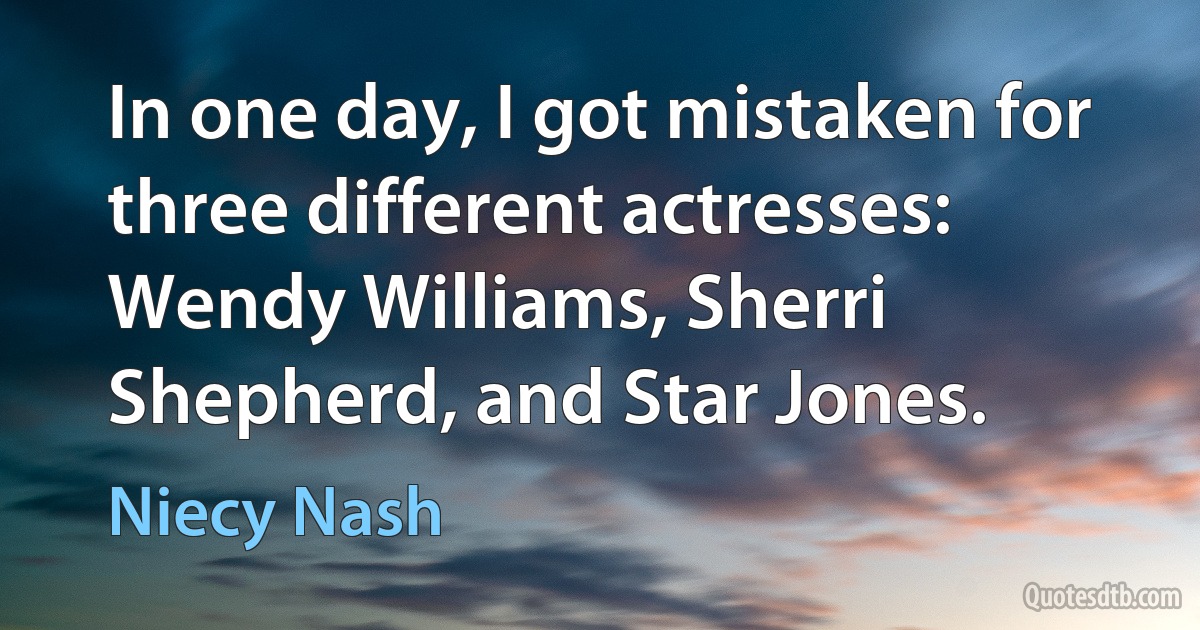 In one day, I got mistaken for three different actresses: Wendy Williams, Sherri Shepherd, and Star Jones. (Niecy Nash)