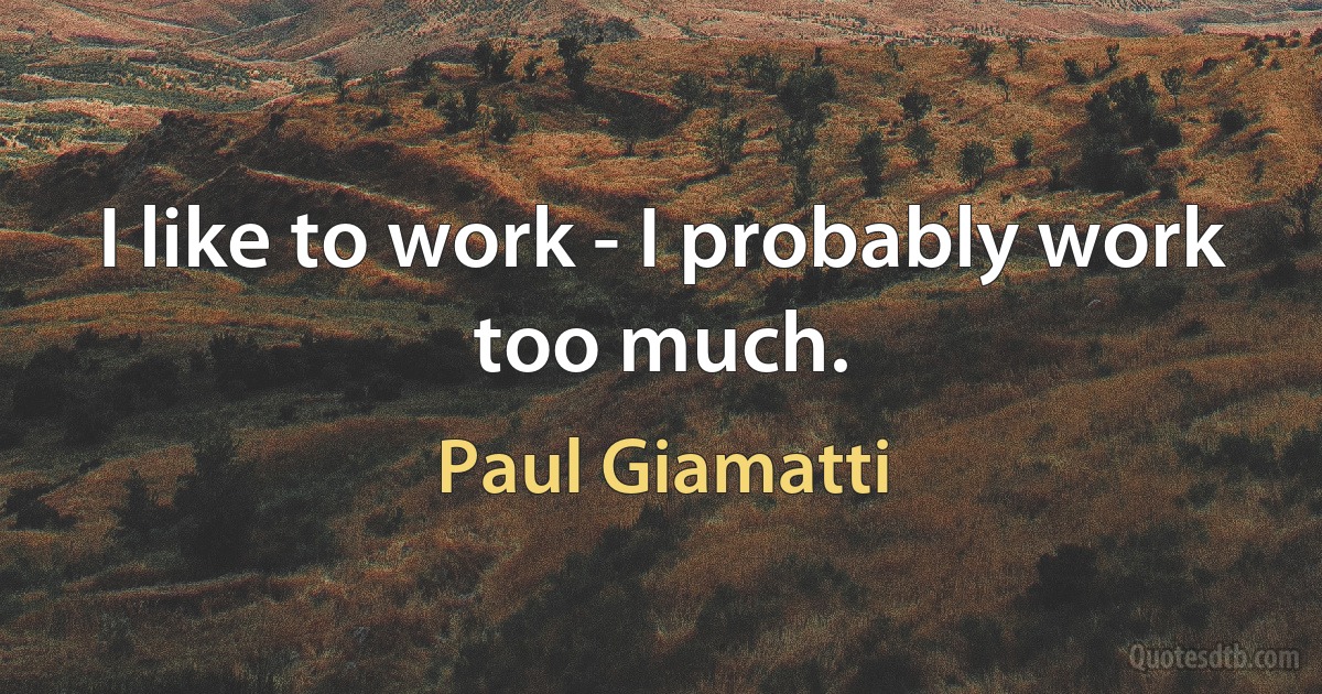 I like to work - I probably work too much. (Paul Giamatti)