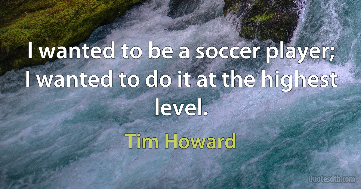 I wanted to be a soccer player; I wanted to do it at the highest level. (Tim Howard)