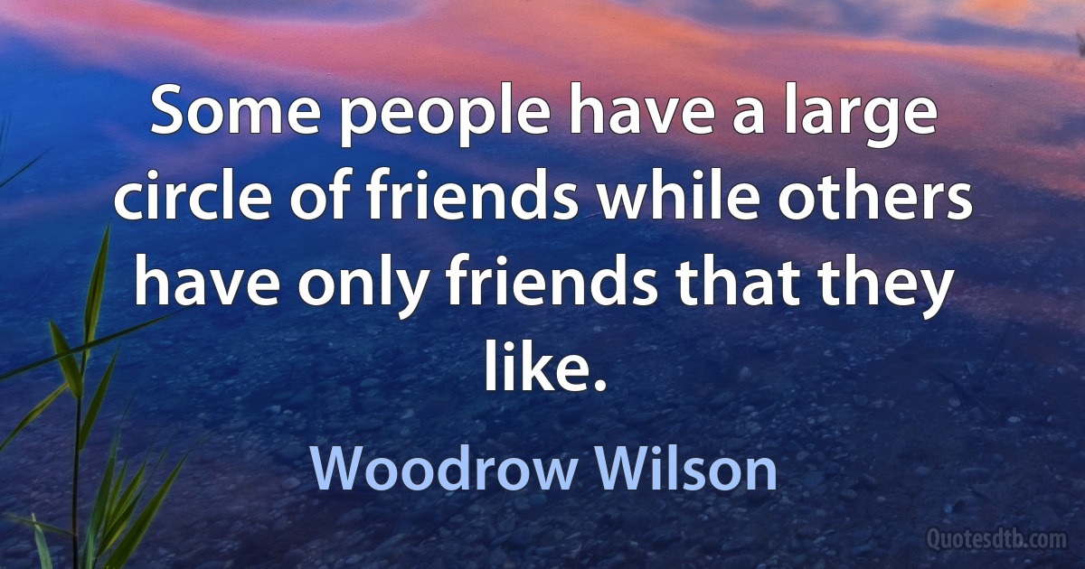 Some people have a large circle of friends while others have only friends that they like. (Woodrow Wilson)