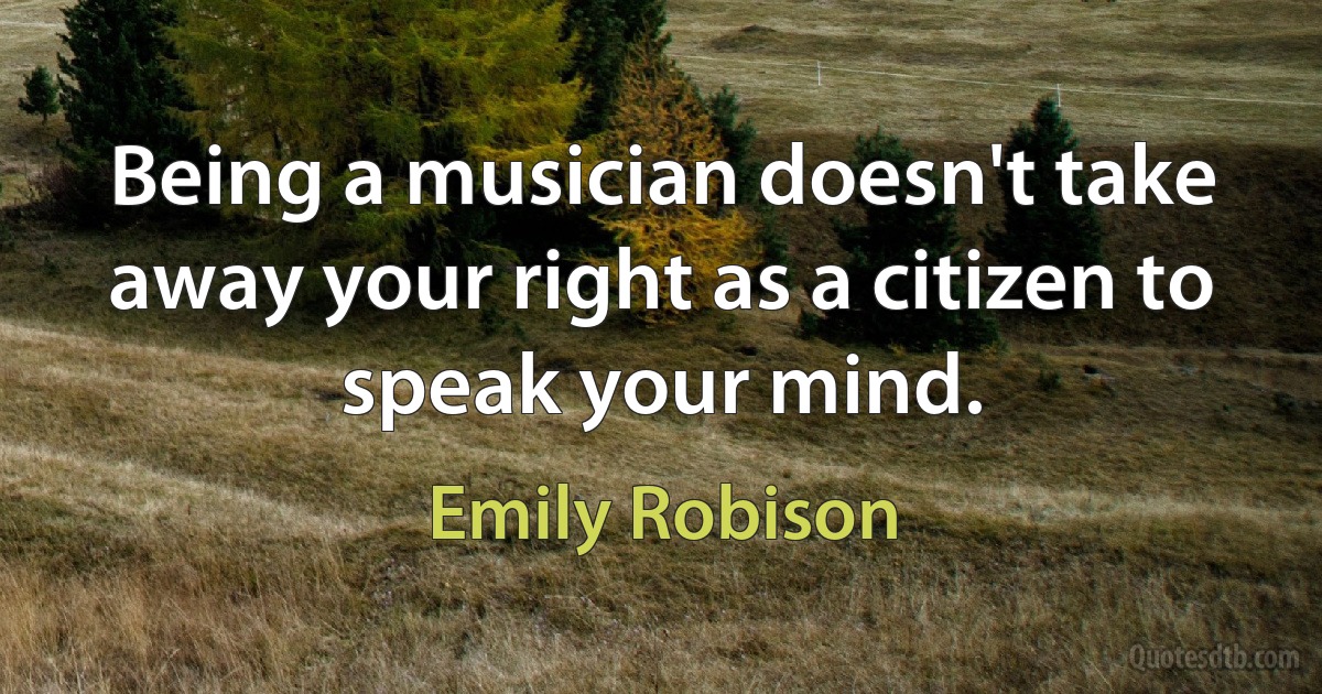 Being a musician doesn't take away your right as a citizen to speak your mind. (Emily Robison)