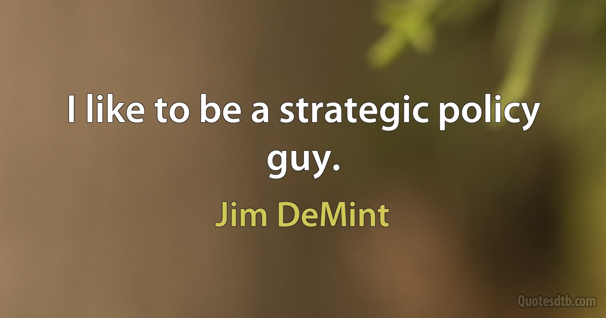 I like to be a strategic policy guy. (Jim DeMint)