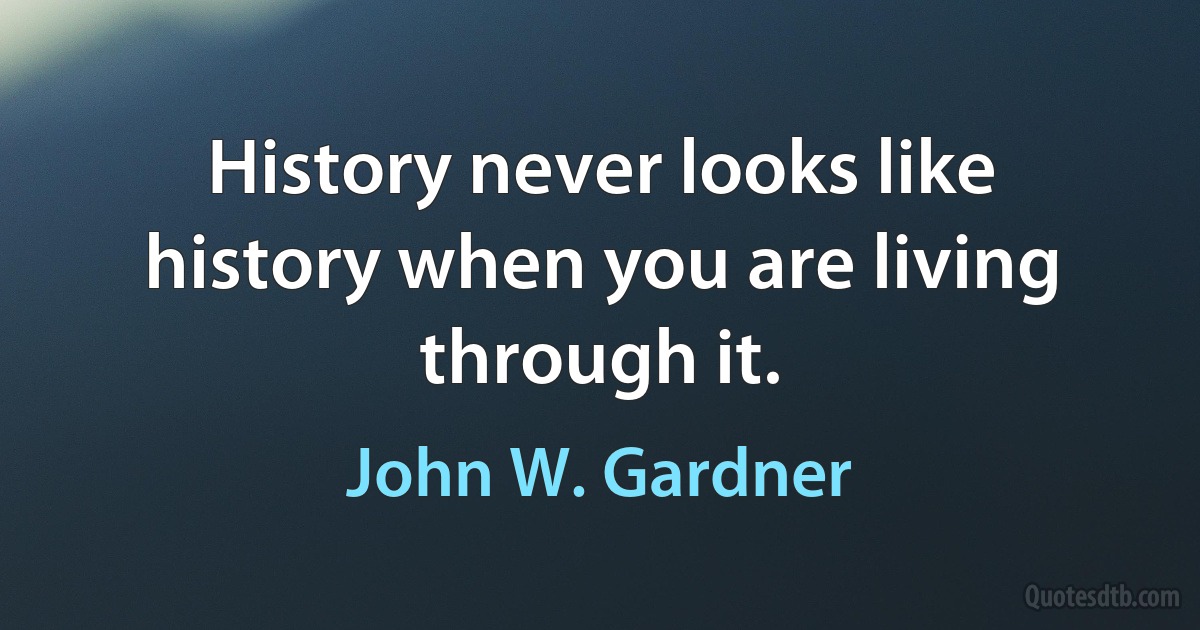 History never looks like history when you are living through it. (John W. Gardner)